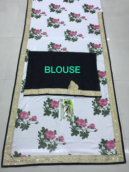 Attractive Black Nylon Silk Bollywood Look Saree